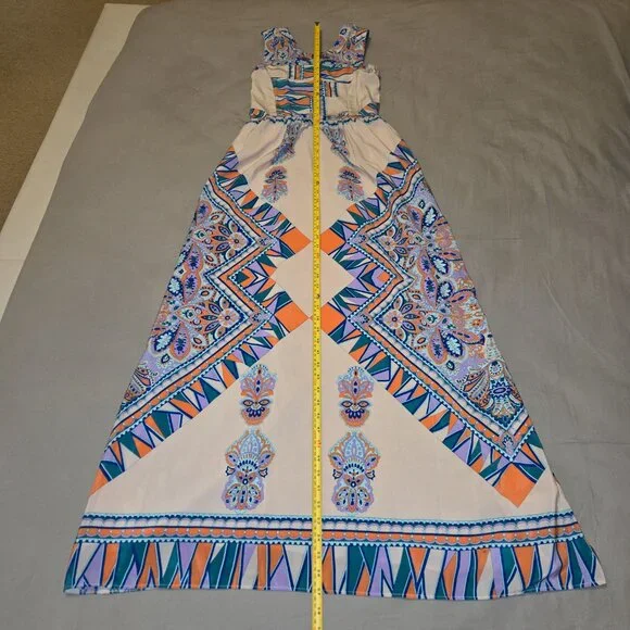 Lovers + Friends Kitty Cat Maxi Dress & and Criss Cross Straps Strappy Backless - Picture 7 of 10